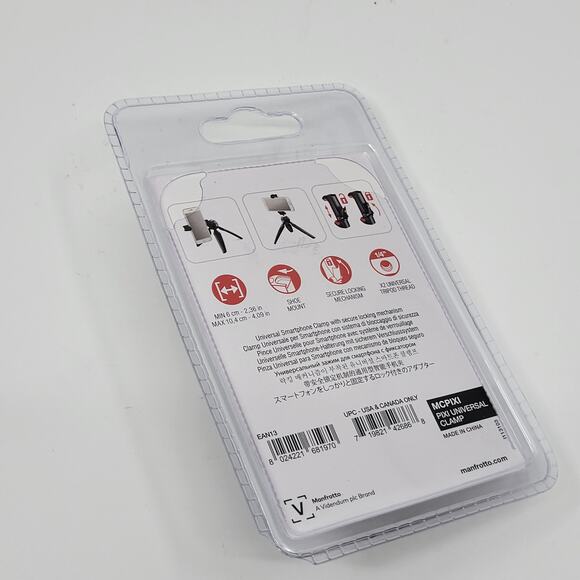 Manfrotto Universal Smartphone Clamp #MCPIXI Mount Tripod with Hotshoe New - Picture 2 of 8